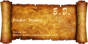 Baahr Domos névjegykártya